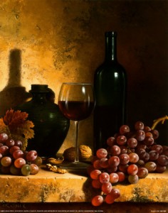 bottiglia-di-vino-uva-e-noci-posters