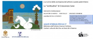 Invito incontro 'La sicilitudine di Crescenzio Cane'