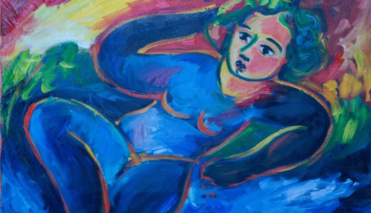 Mimmo Germanà – Donna blu – olio su tela – 50×70 cm – 1989