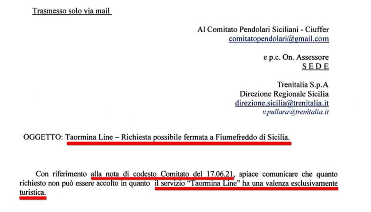 21 luglio 2021 Risposta Diaprtimento su Taormina Line