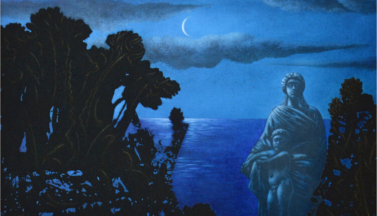 SCaputo_Mamma sotto la luna_80x50_olio acrilico e sabbia su tela_anni 90