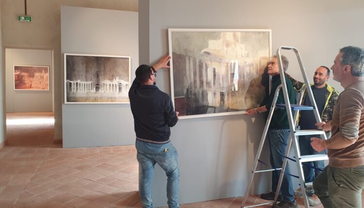 PNT, Taormina, allestimento della mostra di Pedro Cano a Palazzo Ciampoli