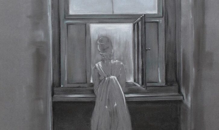 ABACZ_Mascia Modica, D’après da Caspar David Friedrich. Donna alla finestra, 2024, olio su tela cm 70x50_lgt